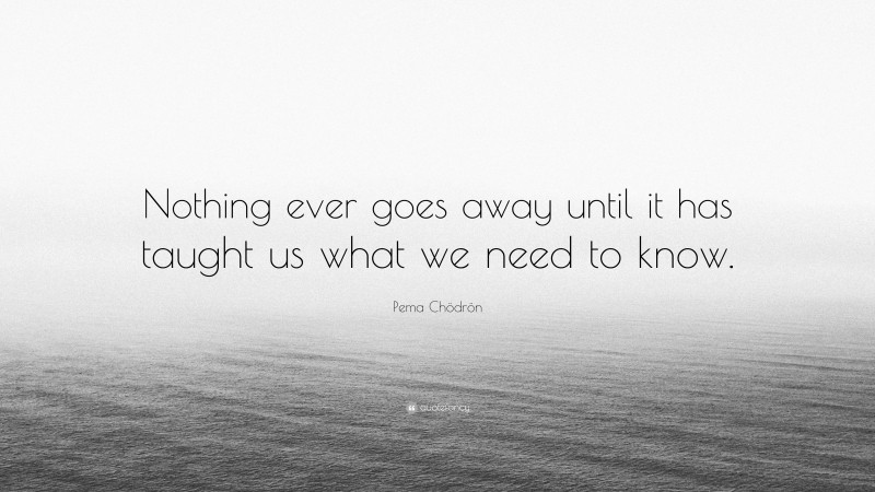 Pema Chödrön Quote: “Nothing ever goes away until it has taught us what we need to know.”