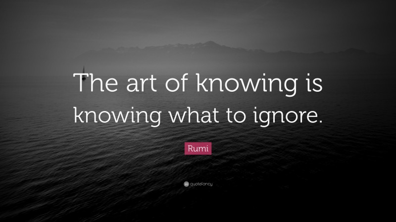 Rumi Quote: “The art of knowing is knowing what to ignore.”