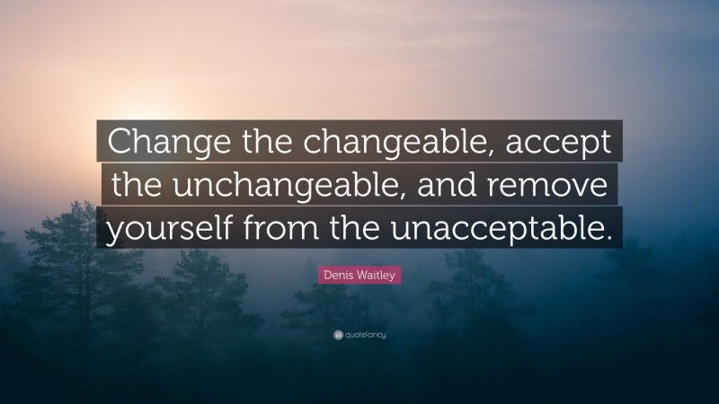 Denis Waitley Quote: “Change the changeable, accept the unchangeable ...