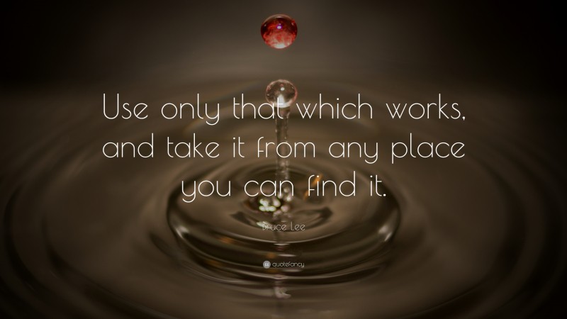 Bruce Lee Quote: “Use only that which works, and take it from any place you can find it.”