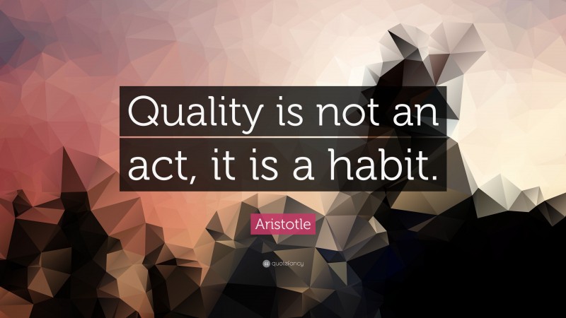 Aristotle Quote: “Quality Is Not An Act, It Is A Habit.”