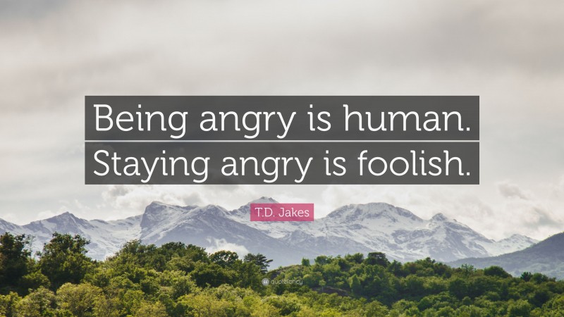 T.D. Jakes Quote: “Being angry is human. Staying angry is foolish.”