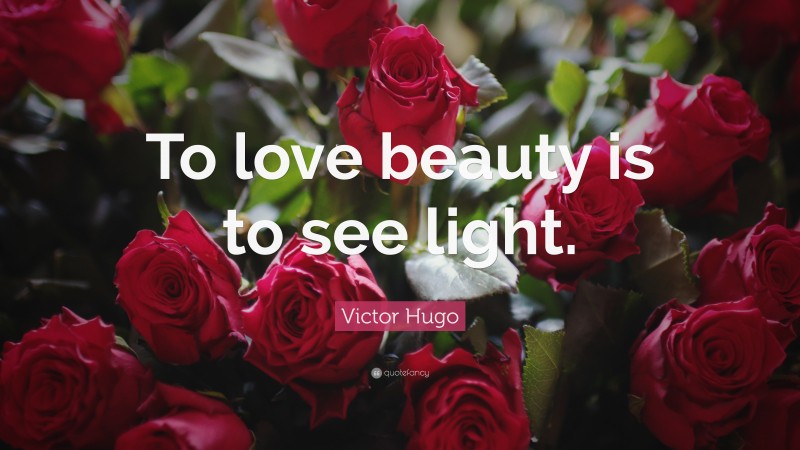 Victor Hugo Quote: “To love beauty is to see light.”