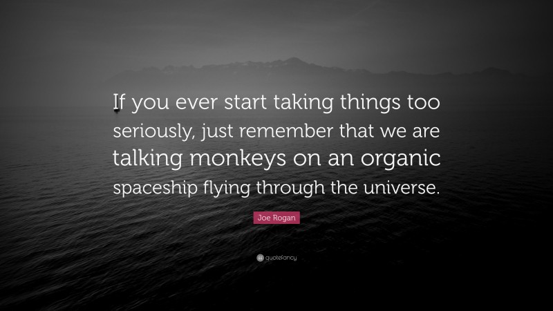 Joe Rogan Quote: “If you ever start taking things too seriously, just remember that we are talking monkeys on an organic spaceship flying through the universe.”