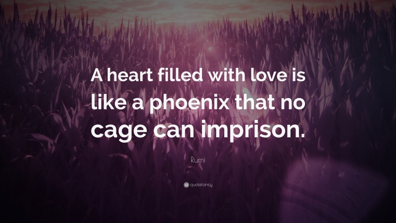 Rumi Quote: “A heart filled with love is like a phoenix that no cage can imprison.”