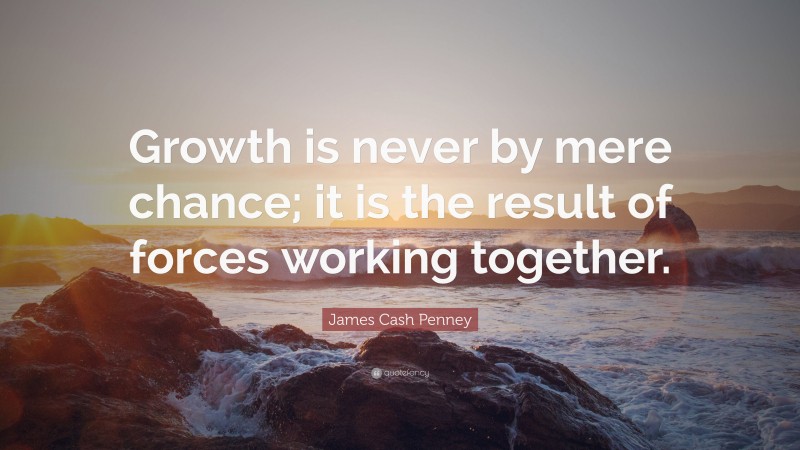 James Cash Penney Quote: “Growth is never by mere chance; it is the result of forces working together.”