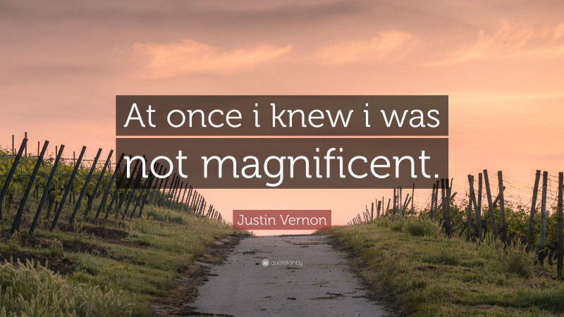Justin Vernon Quote: “At once i knew i was not magnificent.”