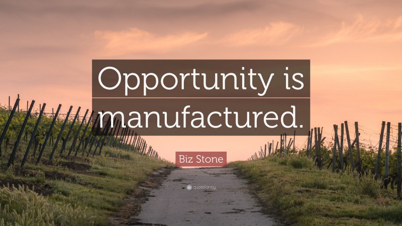 Biz Stone Quote: “Opportunity is manufactured.”