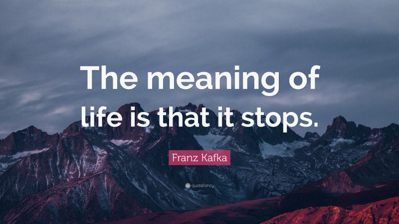 Franz Kafka Quote: “The meaning of life is that it stops.”