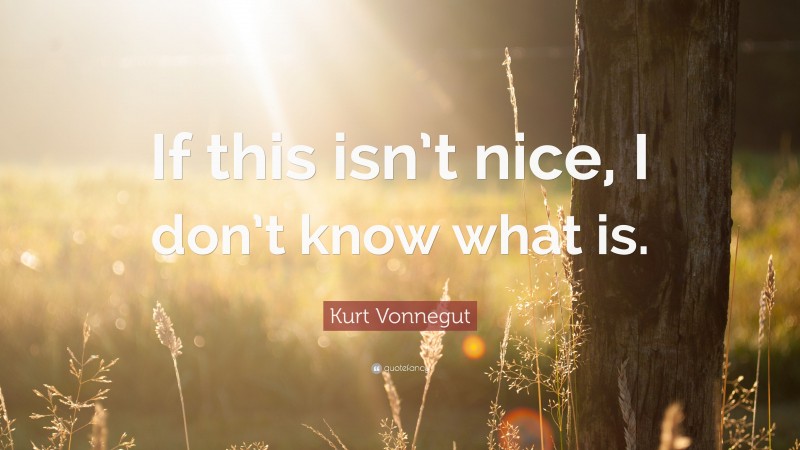 Kurt Vonnegut Quote: “If this isn’t nice, I don’t know what is.”