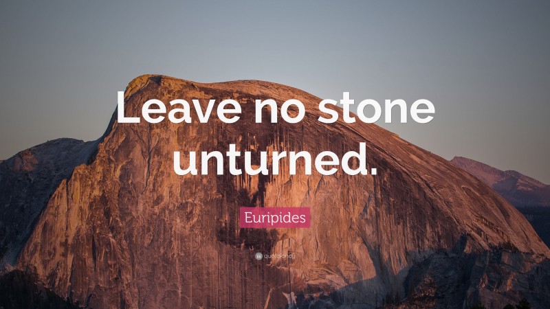 Euripides Quote: “Leave no stone unturned.”