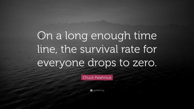 Chuck Palahniuk Quote: “On a long enough time line, the survival rate for everyone drops to zero.”