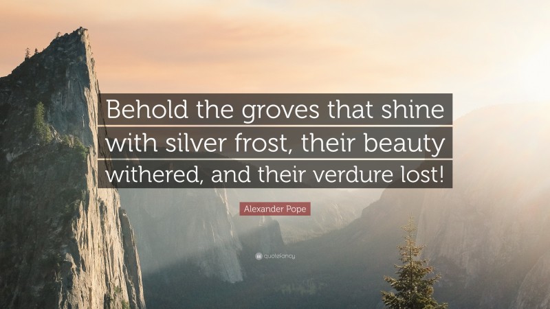 Alexander Pope Quote: “Behold the groves that shine with silver frost, their beauty withered, and their verdure lost!”