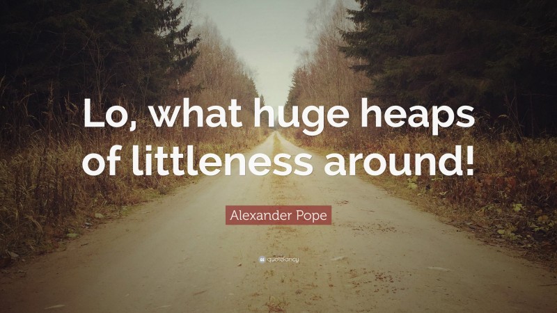 Alexander Pope Quote: “Lo, what huge heaps of littleness around!”