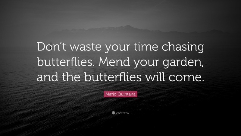 Mario Quintana Quote: “Don’t waste your time chasing butterflies. Mend your garden, and the butterflies will come.”