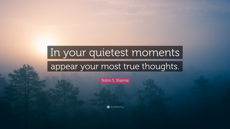 Robin S. Sharma Quote: “In your quietest moments appear your most true thoughts.”