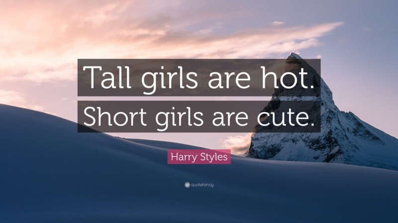 Harry Styles Quote: “Tall girls are hot. Short girls are cute.”