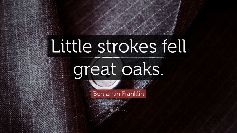 Benjamin Franklin Quote: “Little strokes fell great oaks.”