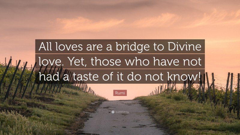 Rumi Quote: “All loves are a bridge to Divine love. Yet, those who have not had a taste of it do not know!”