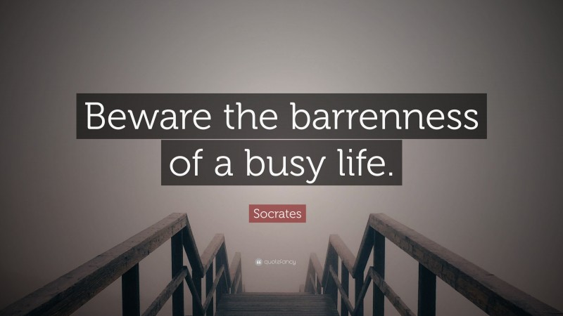 Socrates Quote: “Beware the barrenness of a busy life.”