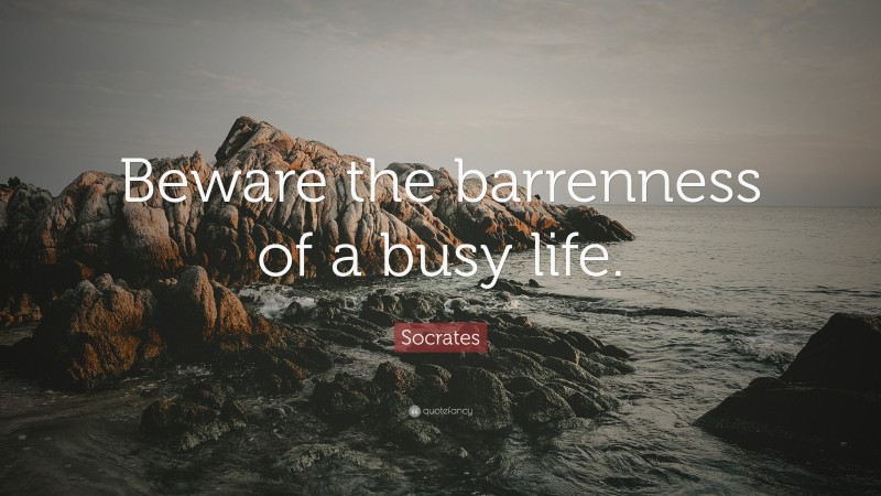 Socrates Quote: “Beware the barrenness of a busy life.”
