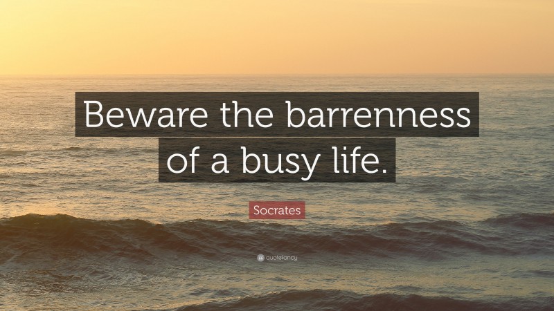 Socrates Quote: “Beware the barrenness of a busy life.”