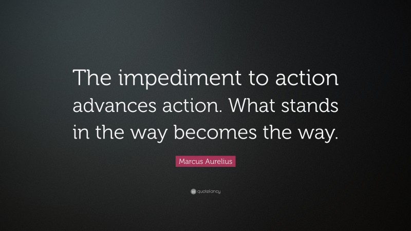 Marcus Aurelius Quote: “The impediment to action advances action. What stands in the way becomes the way.”