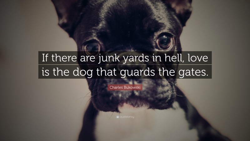 Charles Bukowski Quote: “If there are junk yards in hell, love is the dog that guards the gates.”
