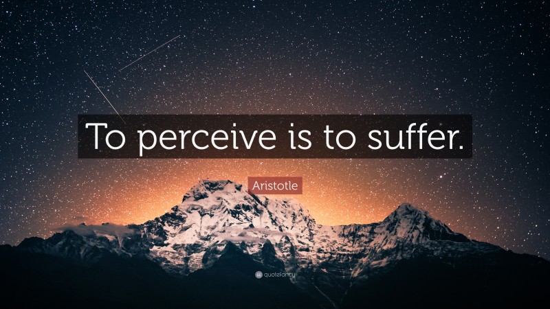 Aristotle Quote: “To perceive is to suffer.”