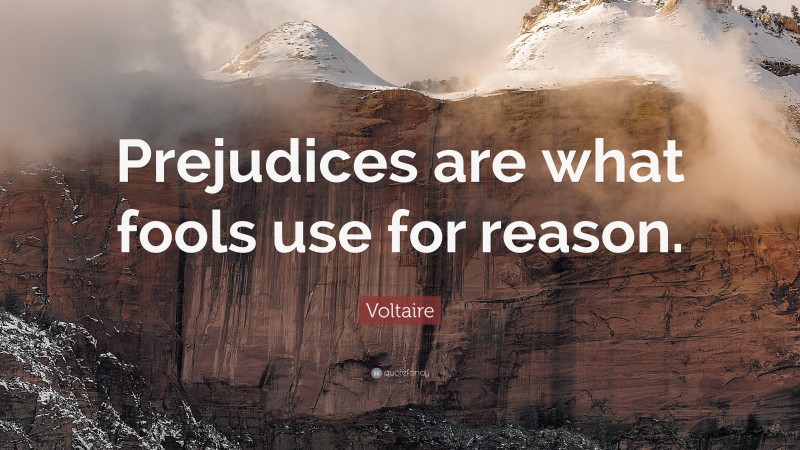 Voltaire Quote: “Prejudices are what fools use for reason.”
