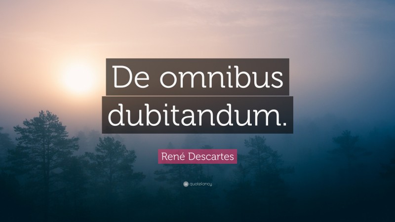 René Descartes Quote: “De omnibus dubitandum.”