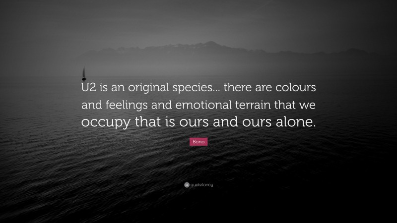 Bono Quote: “U2 is an original species... there are colours and feelings and emotional terrain that we occupy that is ours and ours alone.”