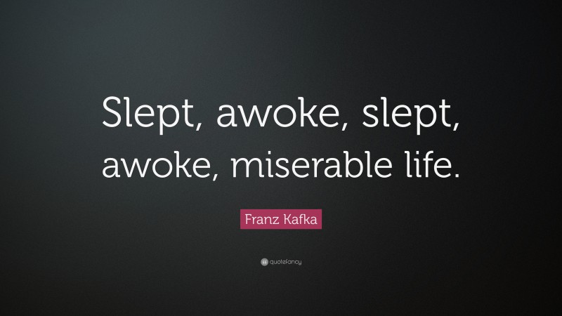 Franz Kafka Quote: “Slept, awoke, slept, awoke, miserable life.”