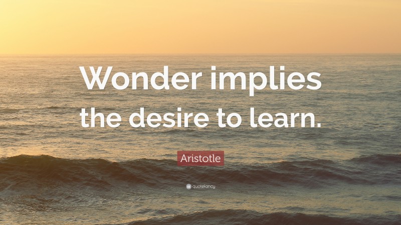 Aristotle Quote: “Wonder implies the desire to learn.”