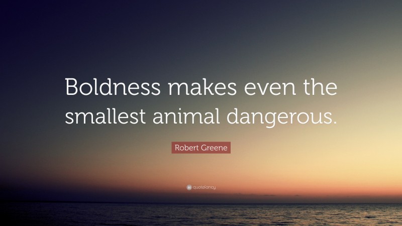 Robert Greene Quote: “Boldness makes even the smallest animal dangerous.”