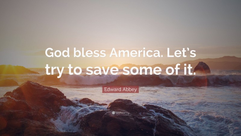 Edward Abbey Quote: “God bless America. Let’s try to save some of it.”