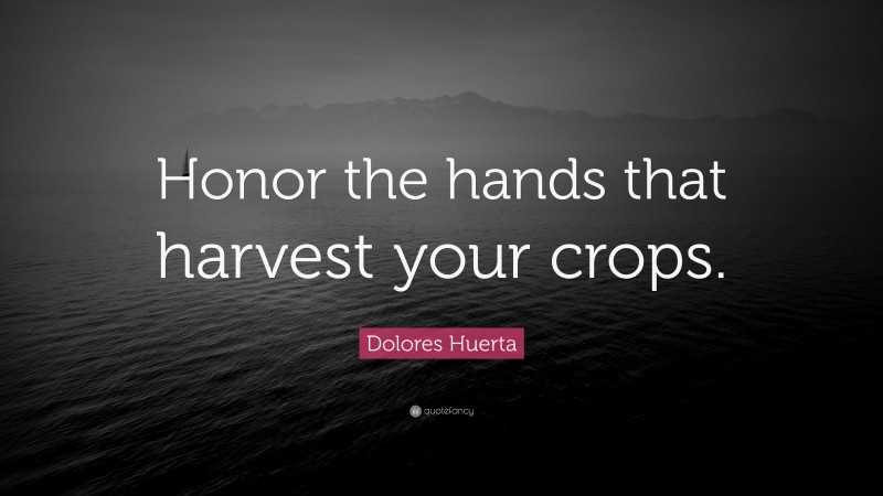Dolores Huerta Quote: “Honor the hands that harvest your crops.”