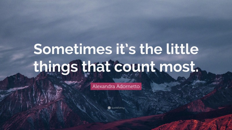 Alexandra Adornetto Quote: “Sometimes it’s the little things that count most.”