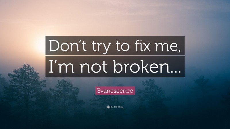 Evanescence Quote: “Don’t try to fix me, I’m not broken...”