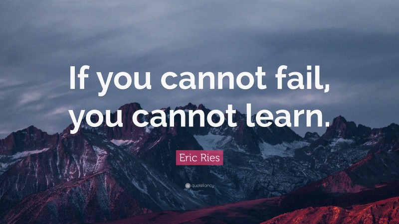Eric Ries Quote: “If you cannot fail, you cannot learn.”