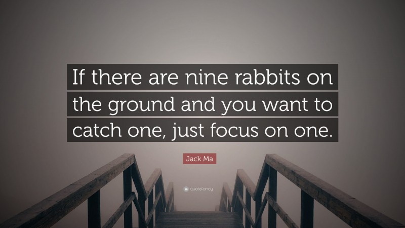 Jack Ma Quote: “If there are nine rabbits on the ground and you want to catch one, just focus on one.”
