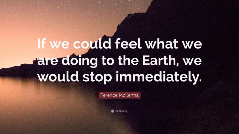 Terence McKenna Quote: “If we could feel what we are doing to the Earth, we would stop immediately.”