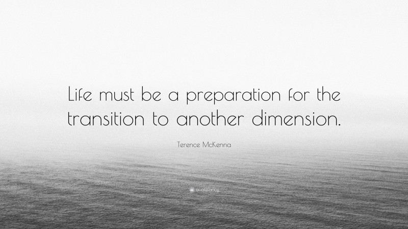 Terence McKenna Quote: “Life must be a preparation for the transition to another dimension.”