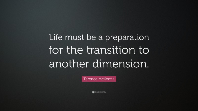 Terence McKenna Quote: “Life must be a preparation for the transition to another dimension.”