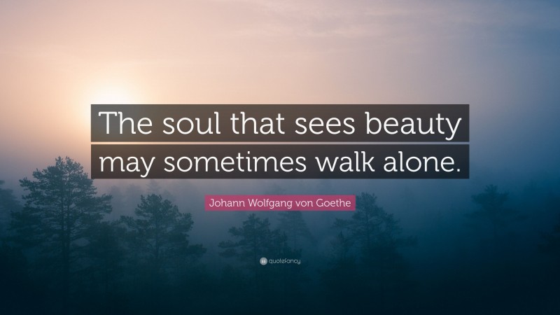 Johann Wolfgang von Goethe Quote: “The soul that sees beauty may sometimes walk alone.”