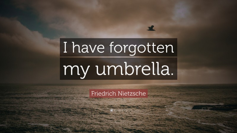 Friedrich Nietzsche Quote: “I have forgotten my umbrella.”