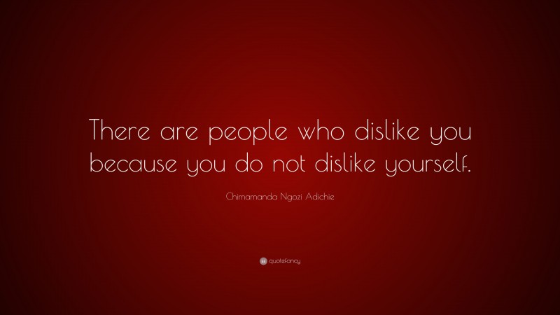 Chimamanda Ngozi Adichie Quote: “There are people who dislike you because you do not dislike yourself.”