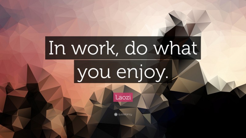 Laozi Quote: “In work, do what you enjoy.”