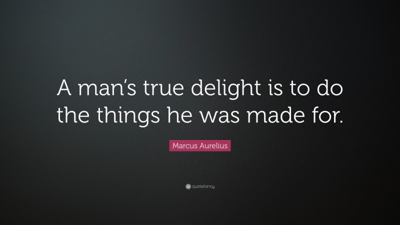 Marcus Aurelius Quote: “A man’s true delight is to do the things he was made for.”