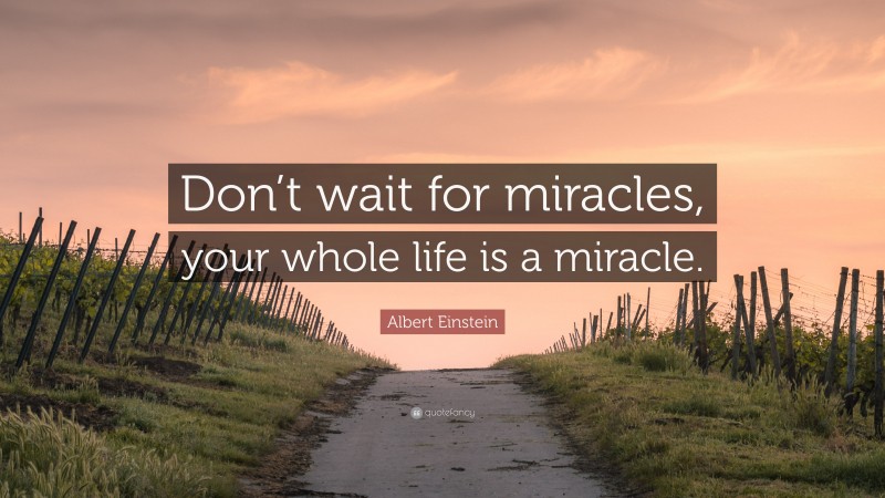 Albert Einstein Quote: “Don’t wait for miracles, your whole life is a miracle.”